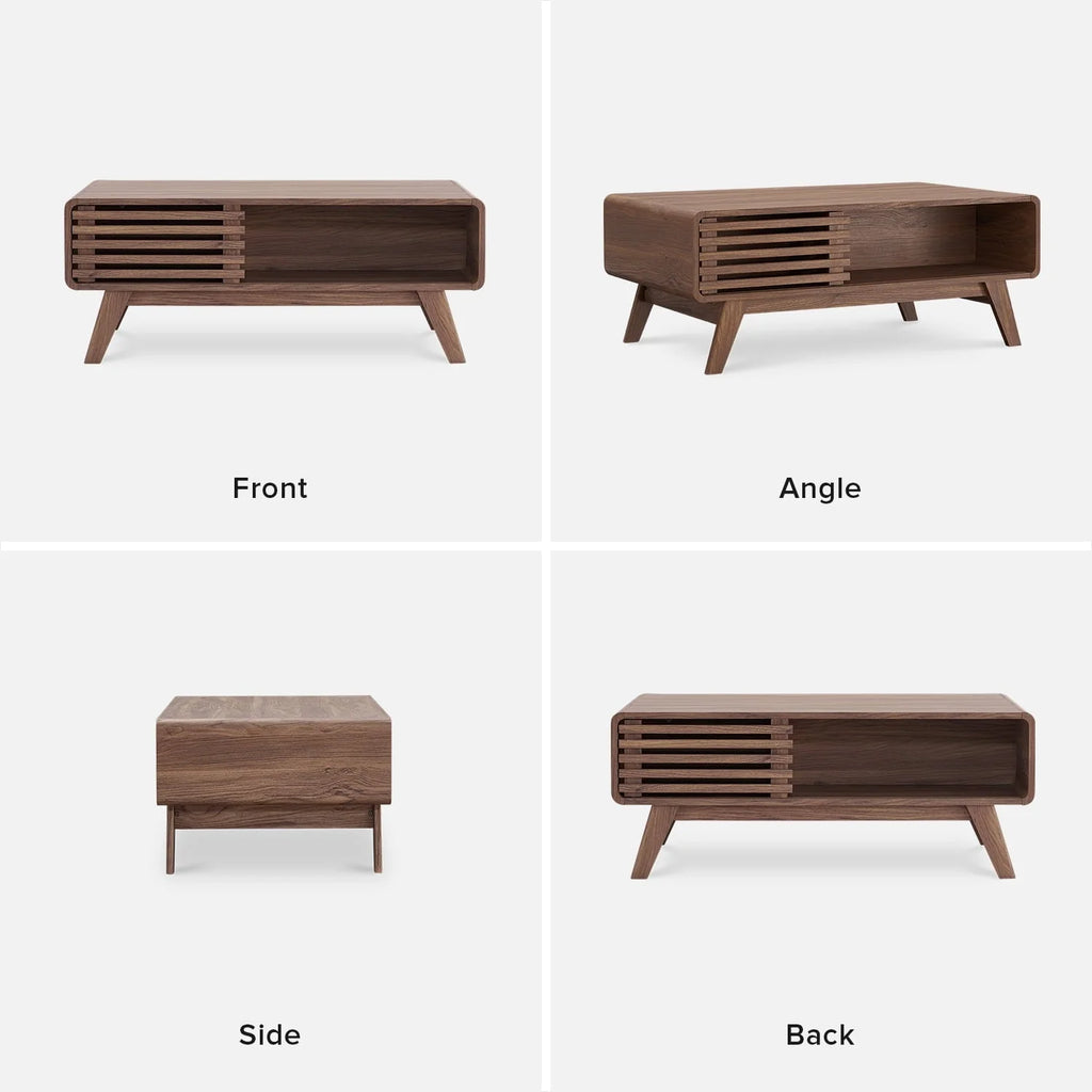 Mopio Ensley Coffee Table Mid-Century Modern Low Profile Dual Side with Sleek Rounded Finishing