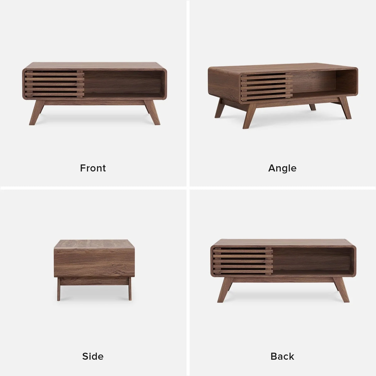 Mopio Ensley Coffee Table Mid-Century Modern Low Profile Dual Side with Sleek Rounded Finishing
