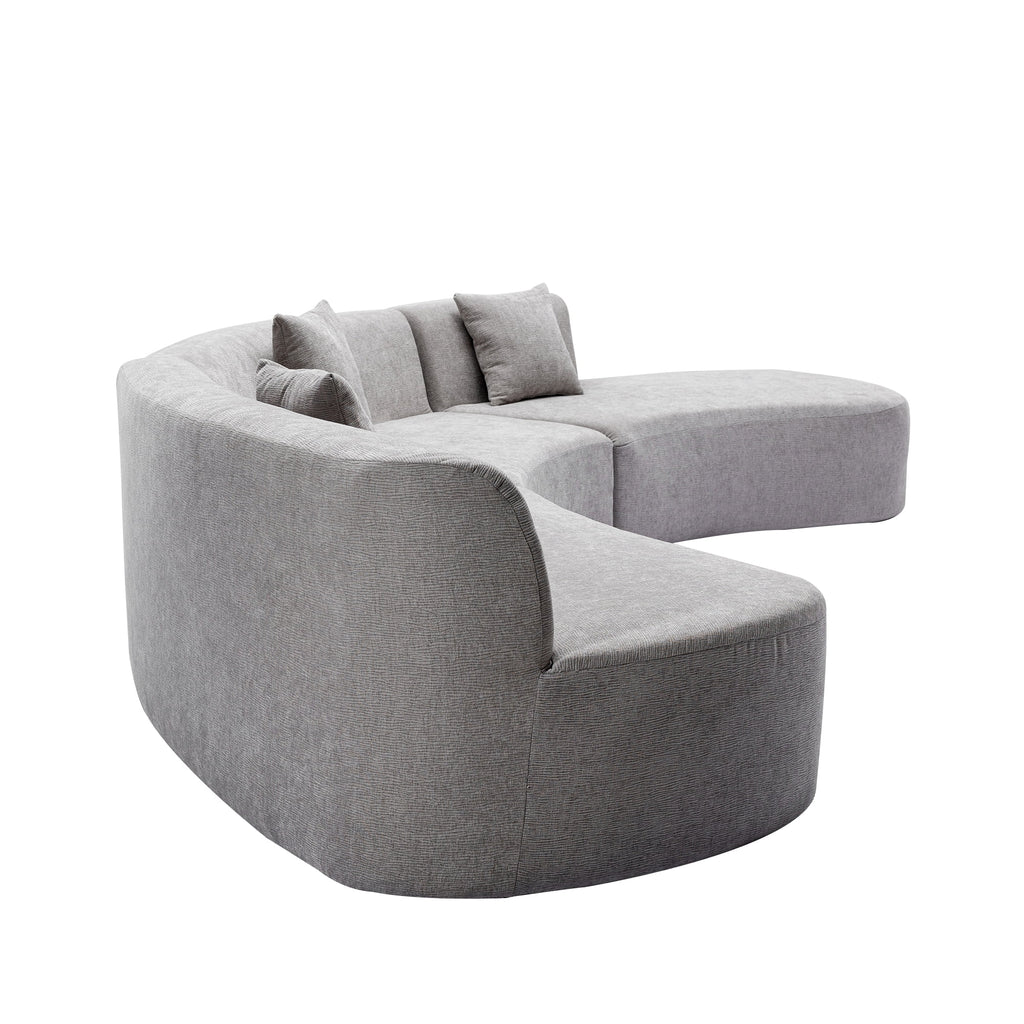 Harper & Bright Designs Modern Curved Floor Sofa Set, Modular Sectional Sponge Couch for Living Room, 2 PC Free Combination No Assembly Foam-Filled Sofa, Beige