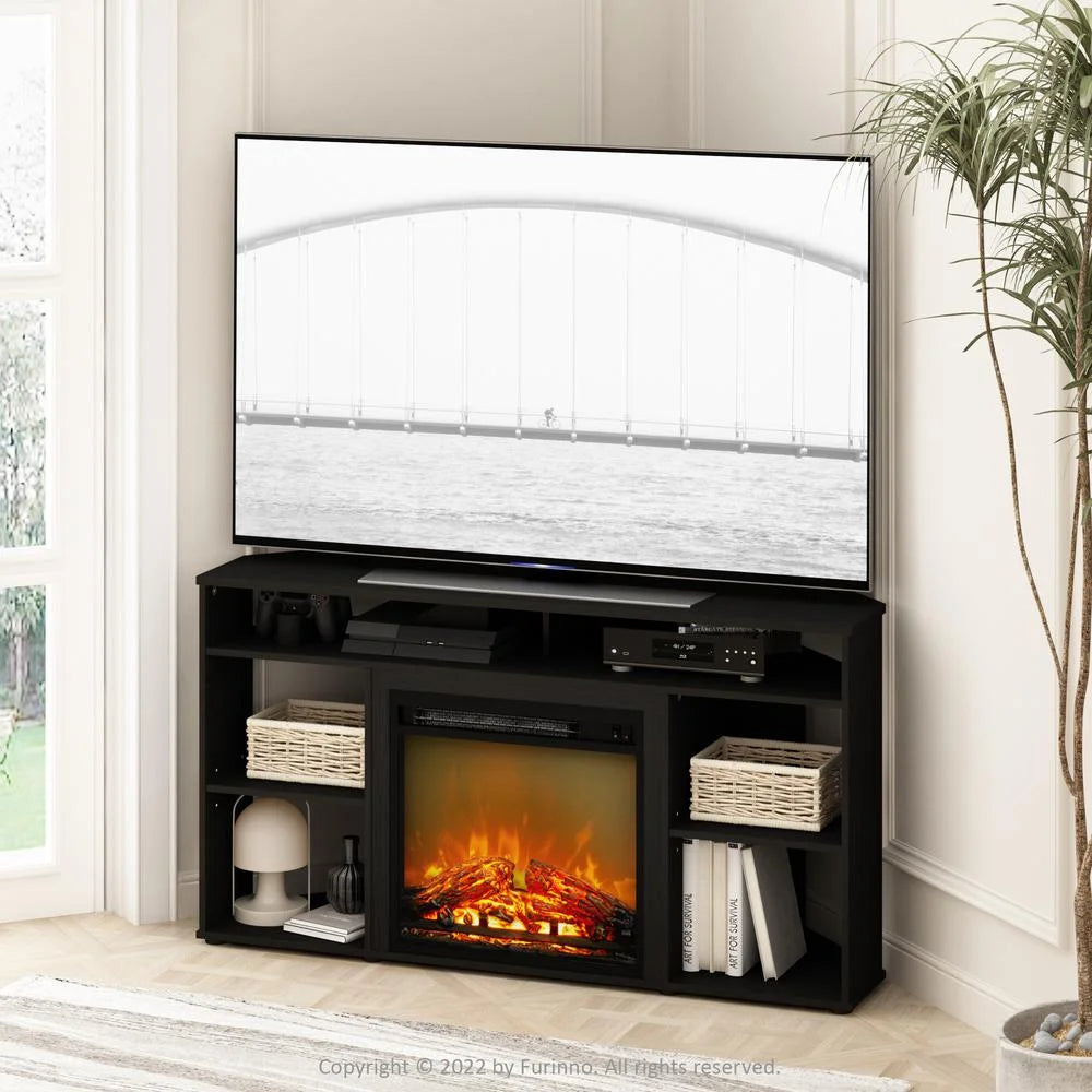 Jensen Corner TV Stand with Fireplace for TV up to 55 in., French Oak Grey