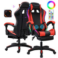 Gaming Chair with Bluetooth-compatible Speakers and RGB LED Lights, Ergonomic Massage Computer Gaming Chair with Height Adjustable, Video Game Chair High Back with Lumbar Support