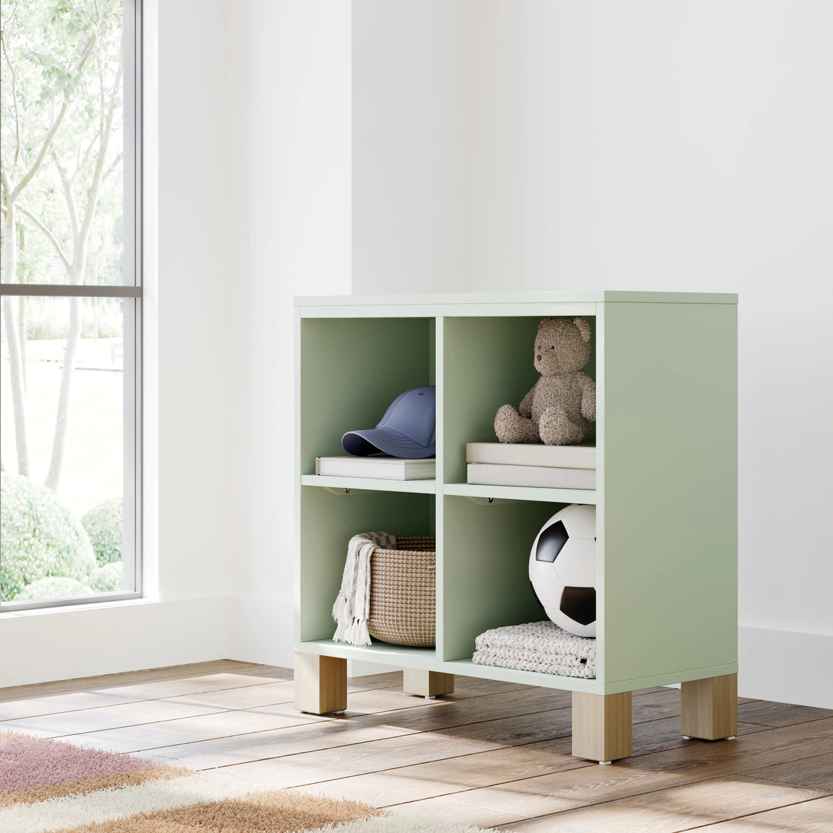 Storkcraft California Cube Organizer Children's Bookcase, Blush with Driftwood
