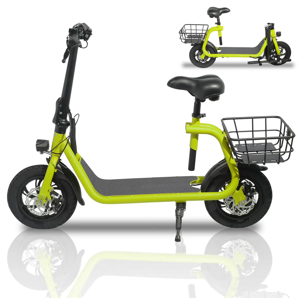 Dazone Electric Scooter Ebike, 450W 36V 12.5 Miles Long-range Battery Foldable Easy Carry Portable Design, Adult Electric Bicycle Scooter Up to 15.5 mph Commuter Scooter, 12 in Tires Off-Road, Yellow