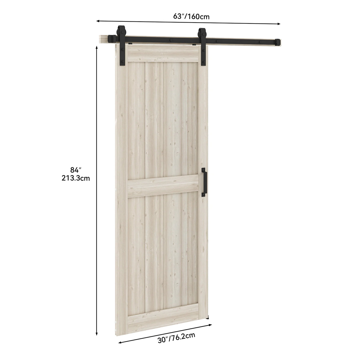 Uforic 48" x 84" Silding Barn Door,with Hardware Kit Rail,and Handle,Pulleys, Gray