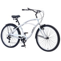 7 Speed Cruiser Bike for Men Women, 26 inch Adult Cruiser Bike, Silver
