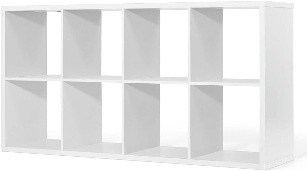 CAPHAUS Sturdy Room 13-Inch Cube Storage Organizer Shelf, with Extra Thick Exterior Edge, Open Storage Shelf Divider, Bookcase, 8-Cube, White