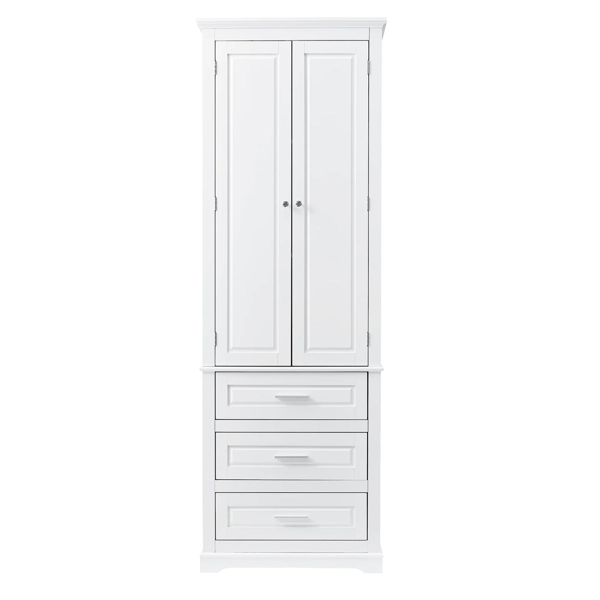 Bellemave White Tall Storage Cabinet with Adjustable Shelf Bathroom Cabinet with 1 Drawer and Storage Rack Large Freestanding Wood Cabinet Storage Organizer Floor Cabinet, White
