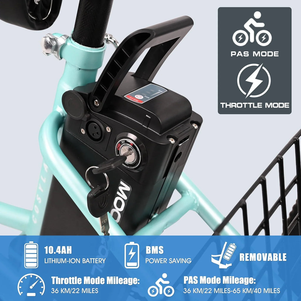 Docred 24" Electric Tricycle for Adults & Seniors,7 Speed 3 Wheel E-Bike with Large Basket/Low-Step Through Frame ,350W Motor 36V/10.4AH lithium bettery, 15.5MPH