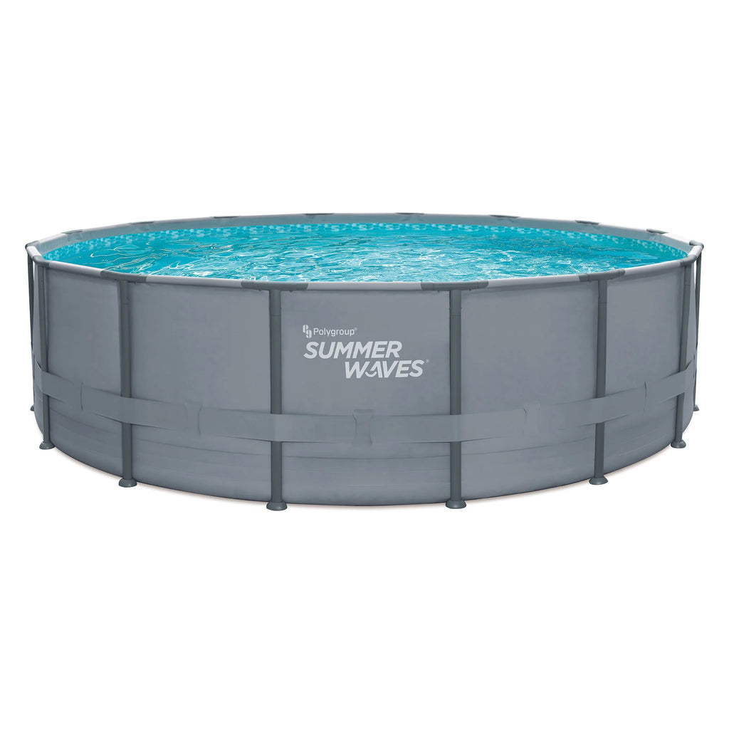 Summer Waves 16 ft Elite Frame Pool, Round, Cool Gray, Ages 6+, Unisex