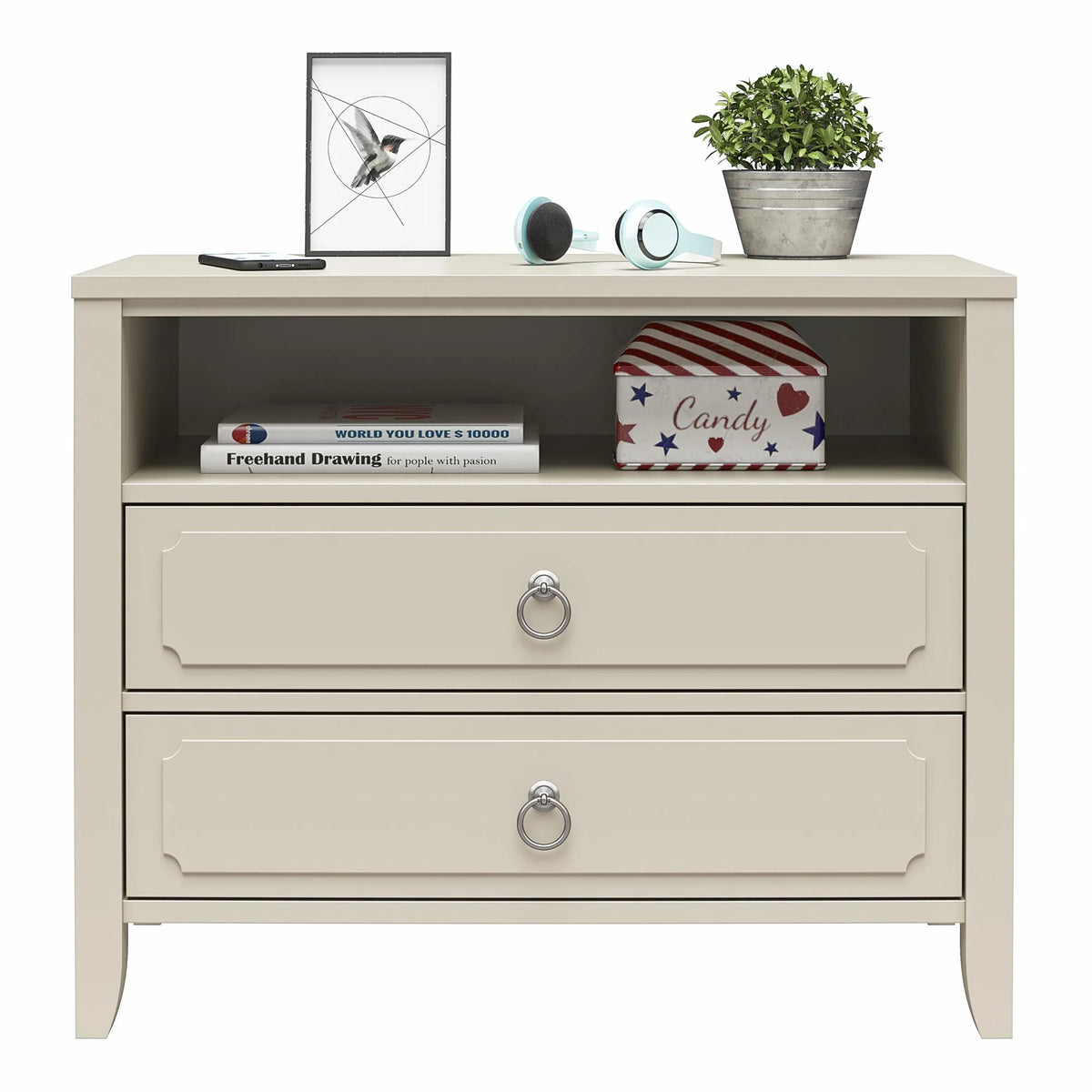 Her Majesty 2 Drawer Nightstand, Mustard Yellow