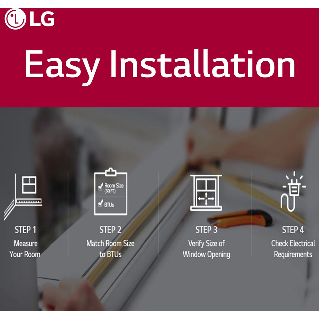 LG 8,000 BTU 340 Sq ft Window Air Conditioner with Remote Control, White, LW8016ER