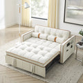 55.5" Modern Velvet Pull Out Sleep Sofa Bed,Convertible 2 Seater Loveseats Sofa Couch with Side Pockets, Velvet Sleeper Bed with Adjsutable Backrest and Lumbar Pillows for Small Space(Beige)