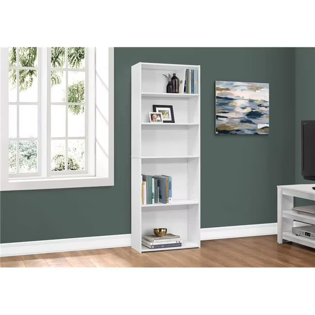 Monarch Specialties Bookshelf, Bookcase, 6 Tier, 72"H, Office, Bedroom, Brown Laminate, Transitional
