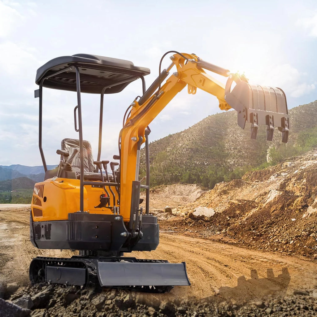 MS15PRO 1.5 Tons Crawler Small Digger Hydraulic Excavator with Bucket Hydraulic Thumb Clip, Bilateral Hydraulic Pilot, 13.5 HP EPA Gasoline Engine Trencher Digger Machine for Factory, Garden, Farms,