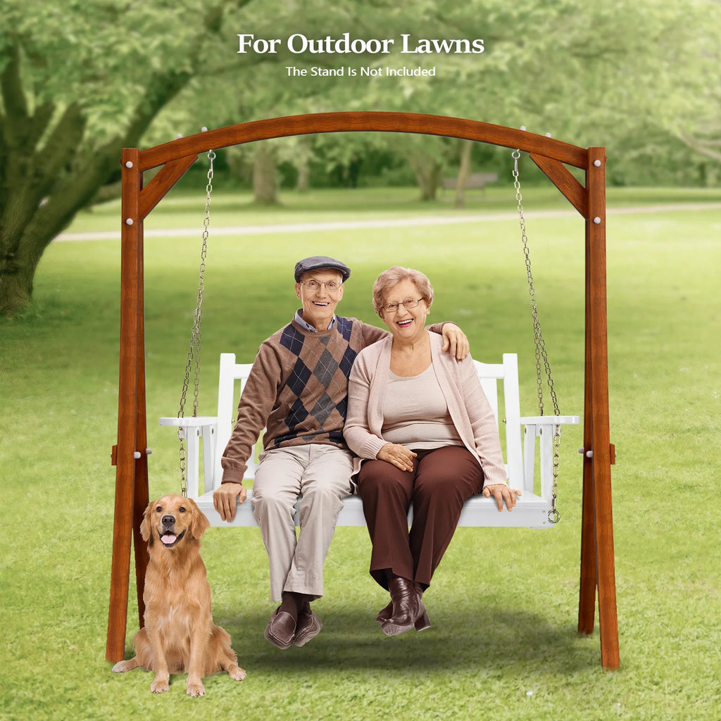 VINGLI Heavy Duty 880 LBS 4 FT Patio Wooden Porch Swing with Upgraded Adjustable Chains, Rustic