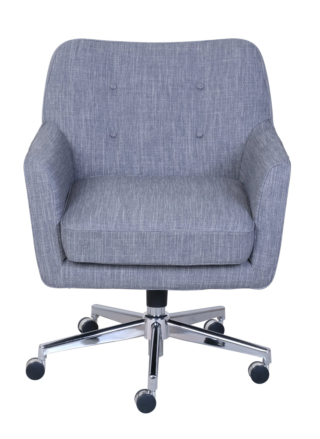 Serta Ashland Office Desk Chair, Button Tufted Mid-Back, Memory Foam Cushion, Chrome Swivel Base, Ivory