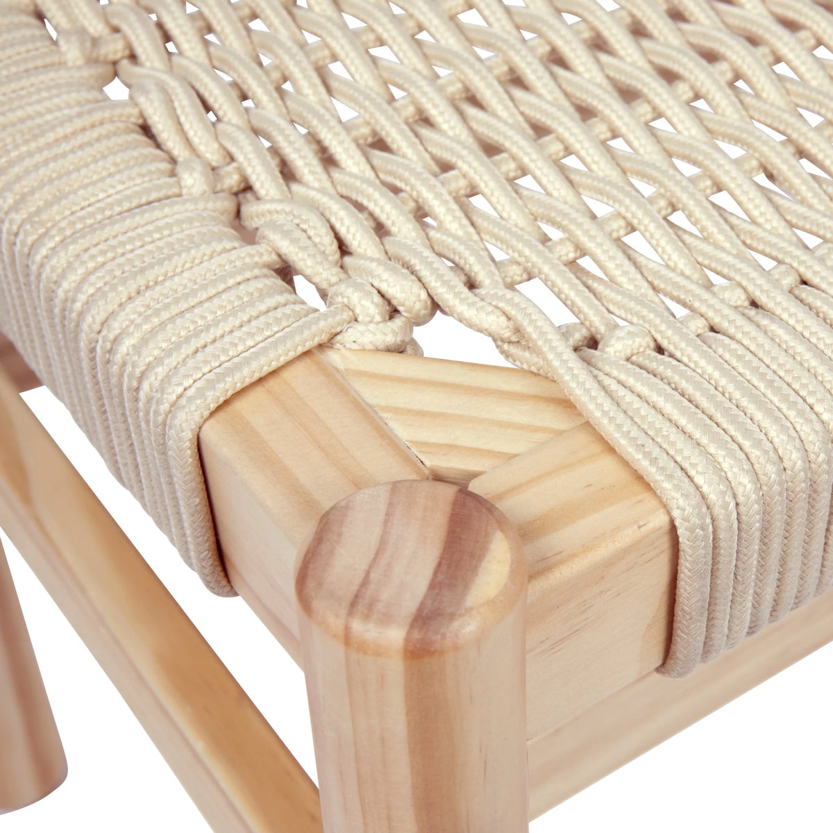 Main + Mesa Fernway Solid Wood and Woven Rope Entryway Bench, Moss Green