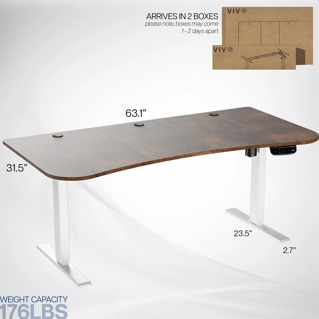 VIVO Reclaimed Wood / Black 63�?x 32�?Electric Height Adjustable Stand Up Desk