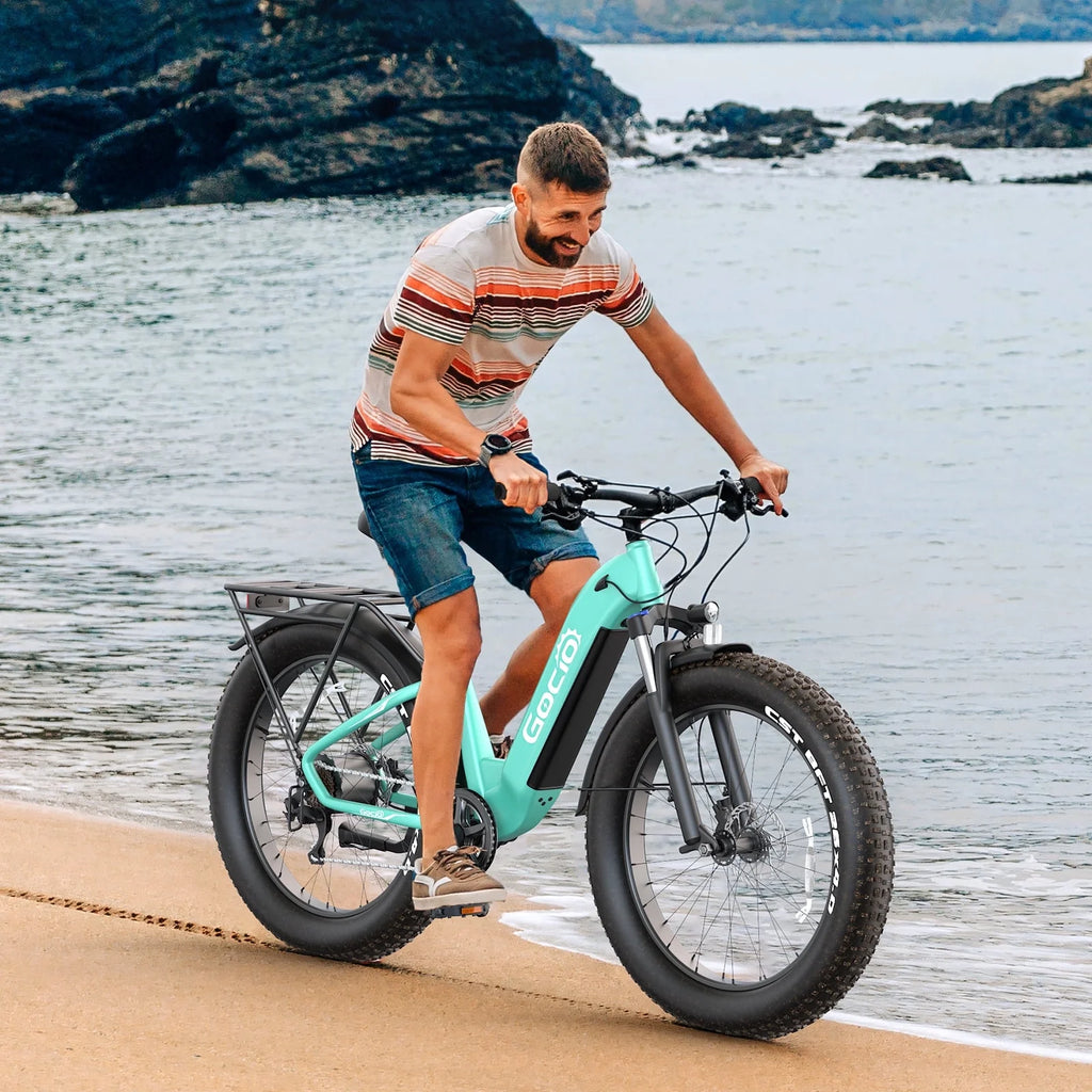 Gocio Electric Bike for Adults, 26" Fat Tire E-Mountain Bike, 1350W Peak Motor 48V 15Ah Battery, 22MPH 7-Speed Ebike for off Road, UL 2849