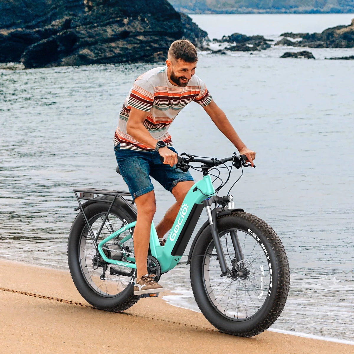 Gocio Electric Bike for Adults, 26" Fat Tire E-Mountain Bike, 1350W Peak Motor 48V 15Ah Battery, 22MPH 7-Speed Ebike for off Road, UL 2849