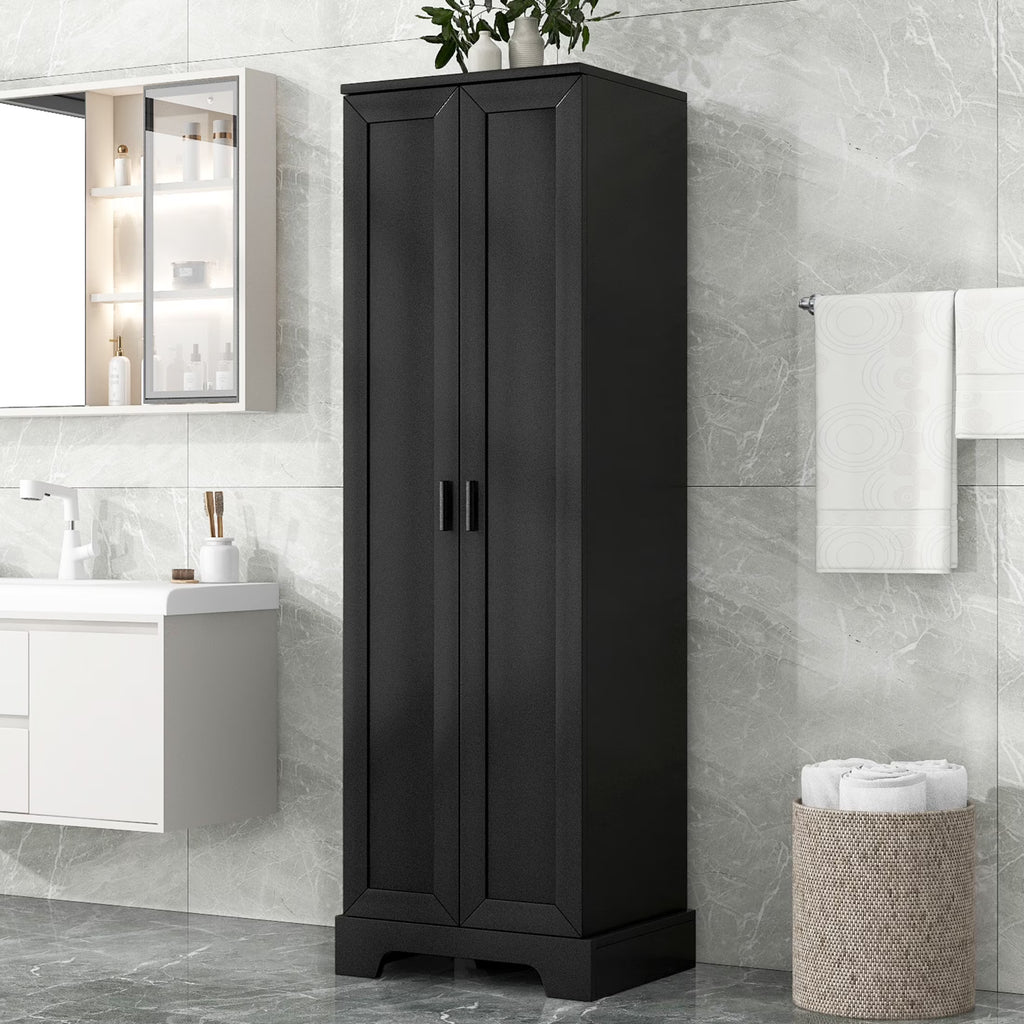Urli Modern Double Door Storage Cabinet with Adjustable Shelves, Black