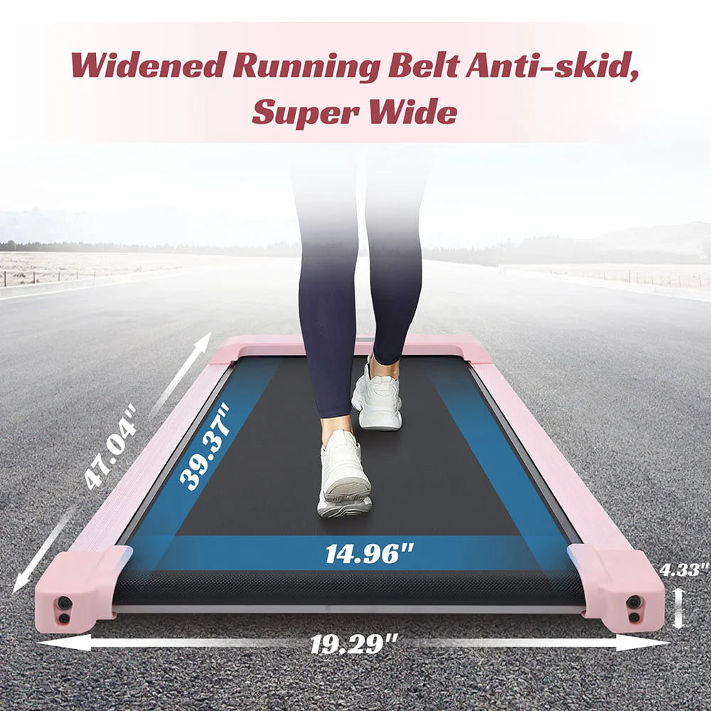 Merax Under Desk Treadmill 2.5HP Portable Walking Pad Desk Treadmill with Walkstation Remote Control, Walking Jogging Running Machine, LED Display for Home Gym Office,Pink