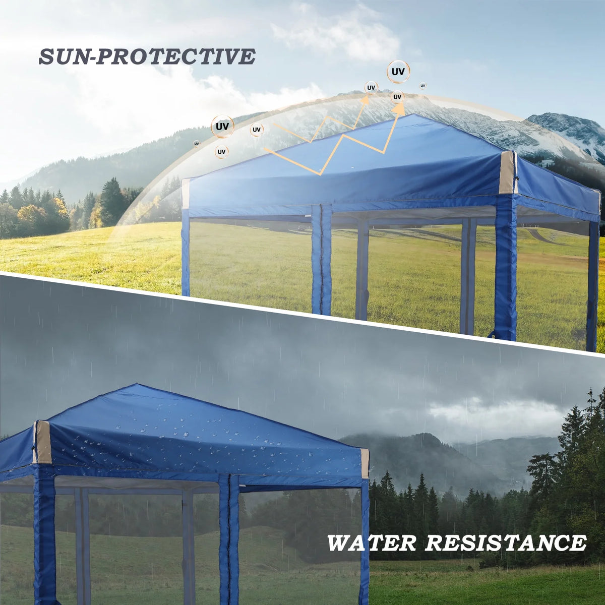 Aoodor 12'x12' Pop Up Canopy with Removable Mesh Sidewalls, Outdoor Portable Instant Shelter Tent-Black