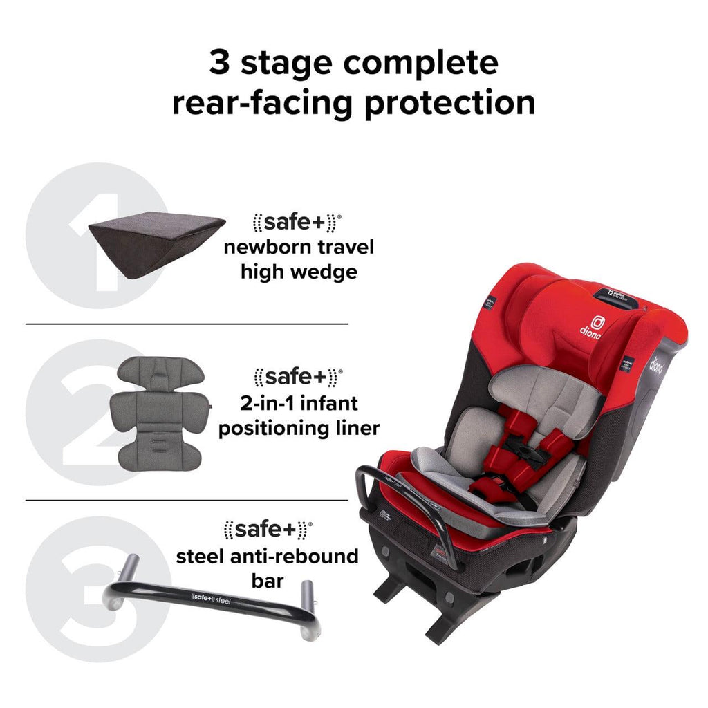 Diono Radian 3QX SafePlus All-in-One Convertible Car Seat. Slim Fit 3 Across. Red