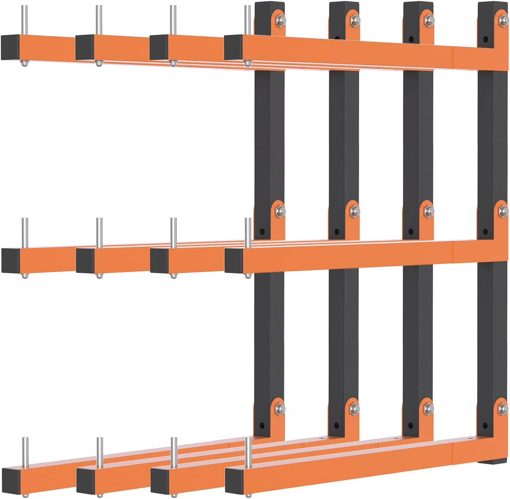 Wall Mount, Lumber Storage Rack, Heavy Duty Wood Storage Racks with 6-Level System, 720 lb Sturdy Garage Wood Organizer, Orange Lumber Metal Racks for Indoor and Outdoor
