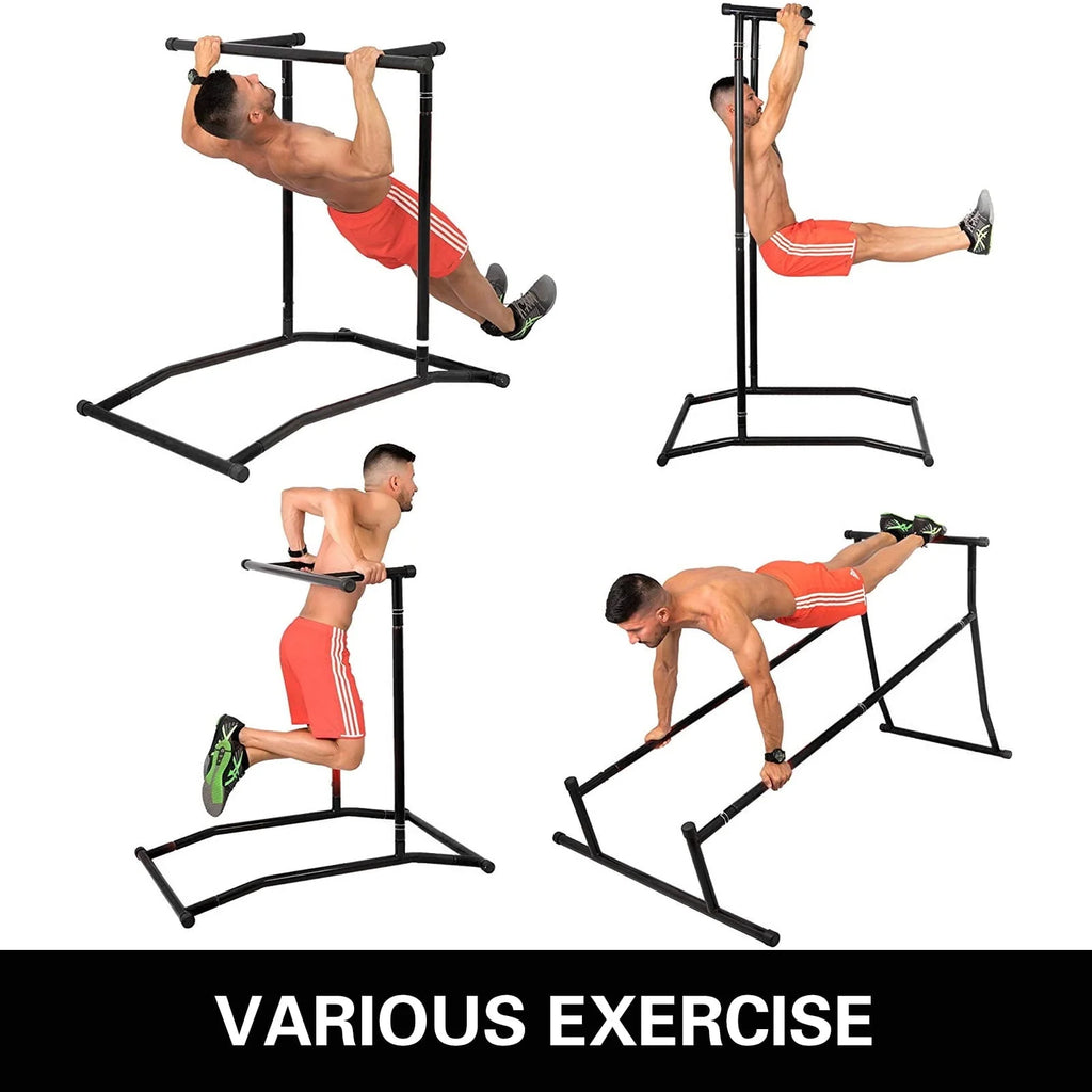 VEVOR 330LBS Pull Up Bar Free Standing Dip Station, Portable Power Tower Multi-Station for Home Gym Fitness Equipment with Storage Bag,Black
