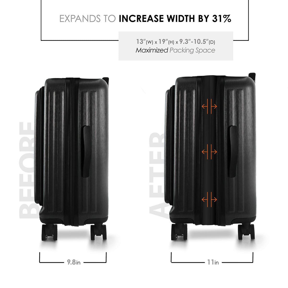 Virtu 4 Piece Hardshell Exapandable Luggage Set, Spinner Luggage Suitcase Set, Navy Blue