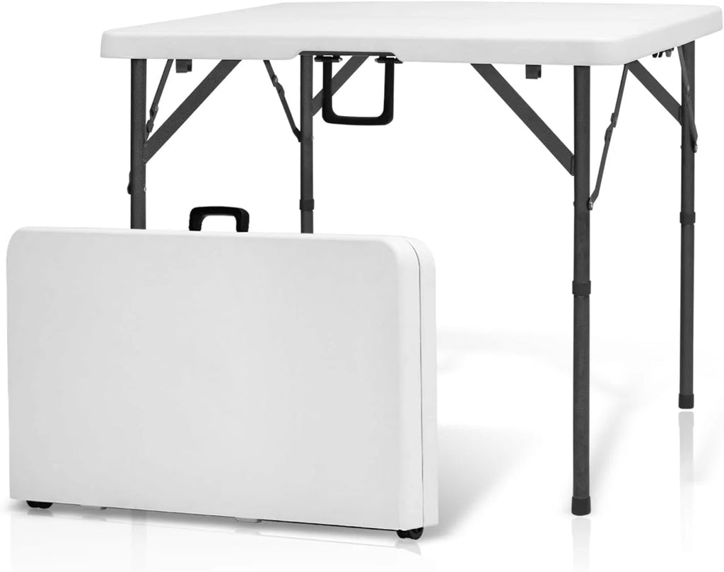 AJP Distributors 6 Foot Portable Plastic Folding Table 6FT 72" Half Foldable Heavy Duty Top w/Carry Handle - Indoor Outdoor Camping Picnic Party Wedding Dining Office Event Meeting Black Wood Style