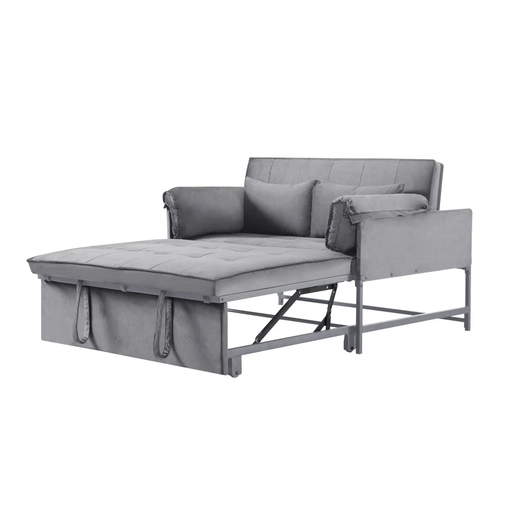 Gewnee 46" Velvet Sleeper Sofa Reclining Convertible Futon Couch Bed for Living Room, Guest & Small Spaces(Black)