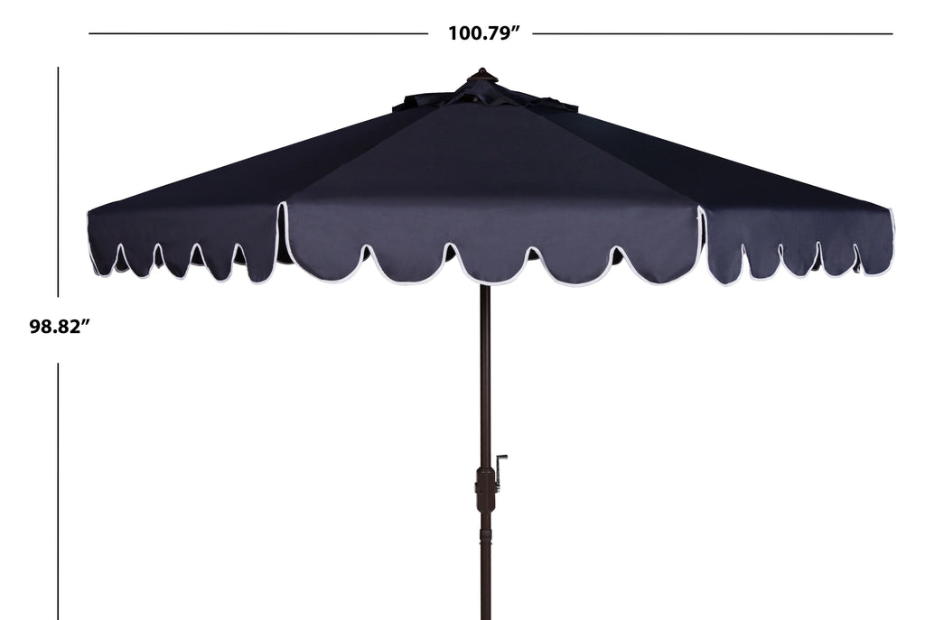 Safavieh Venice 9' Market Crank Tilt Patio Umbrella, Navy/White