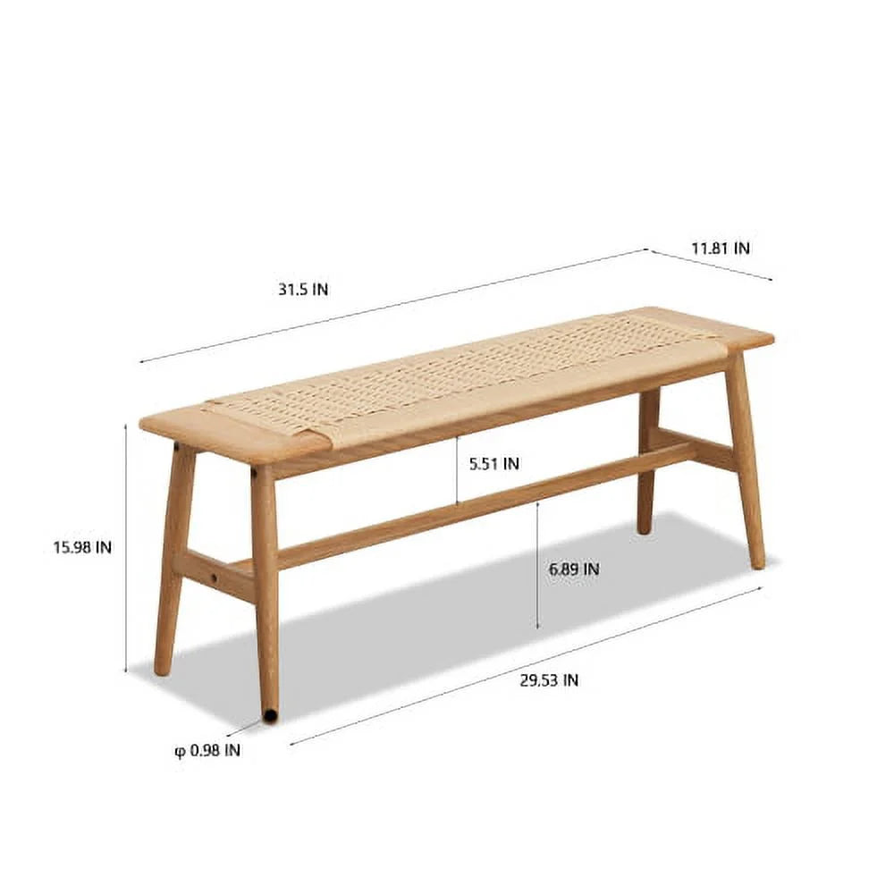 Dining Benches, Natural Oak Wood Bench, Entryway Bench Bed Bench for Kitchen, Dining Room, Living Room, Walnut