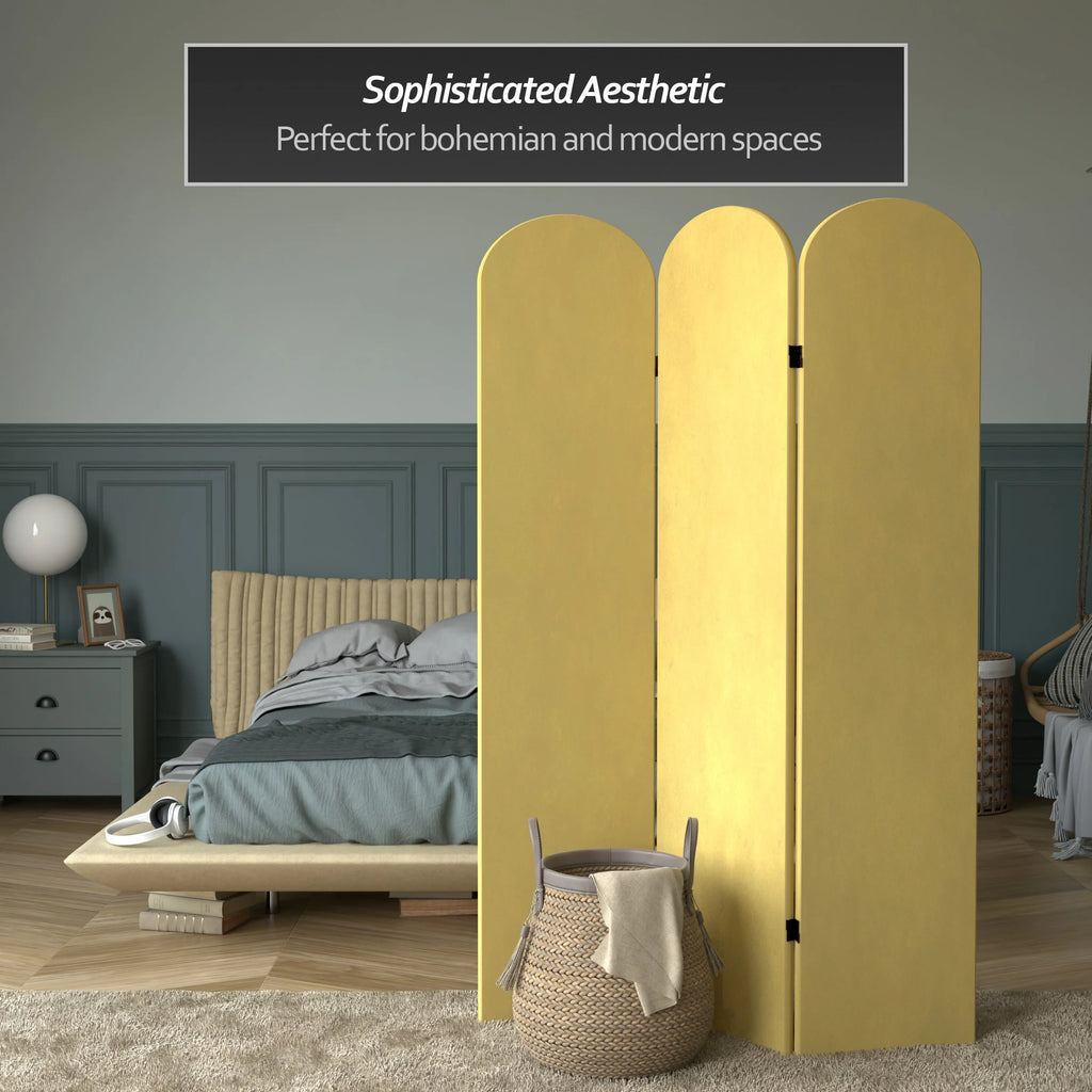6 ft. Classic Arch Velvet Room Divider Lilac 3 Panel