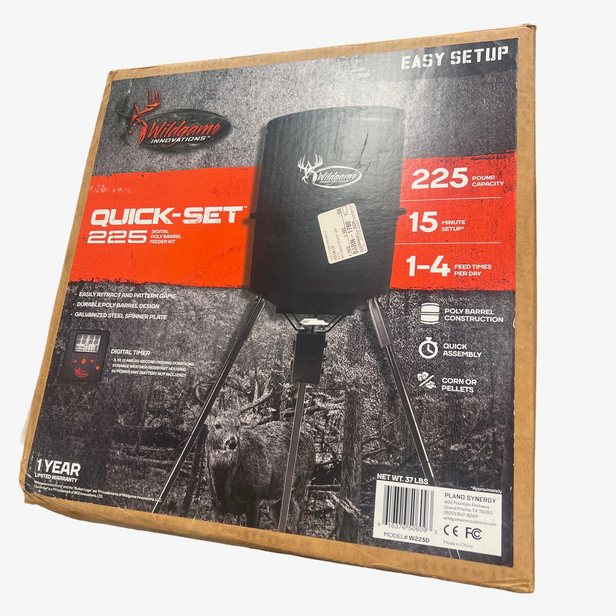 WILDGAME INNOVATIONS Quick-Set 225 lb Game Feeder with Digital Timer | Durable Tripod Corn/Pellet Hunting Feeder with 1-4 Available Feed Times & 30-feet Radius
