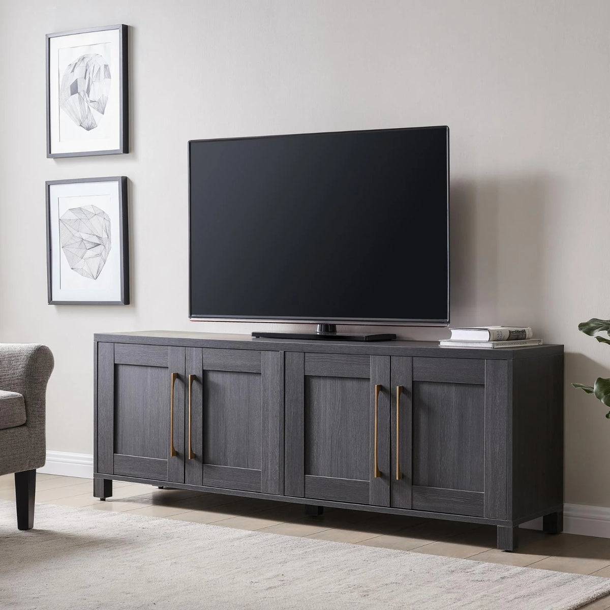 Evelyn&Zoe Chabot Rectangular TV Stand for TV's up to 75", Alder Brown