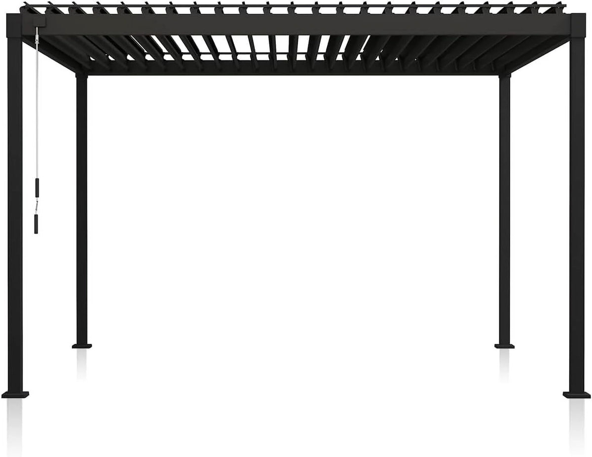 Mirador 10'x 10' Outdoor Pergola, 80S Steel Frame w/ Adjustable Louvers Roof for Garden, Patio, Backyard, Dark Gray