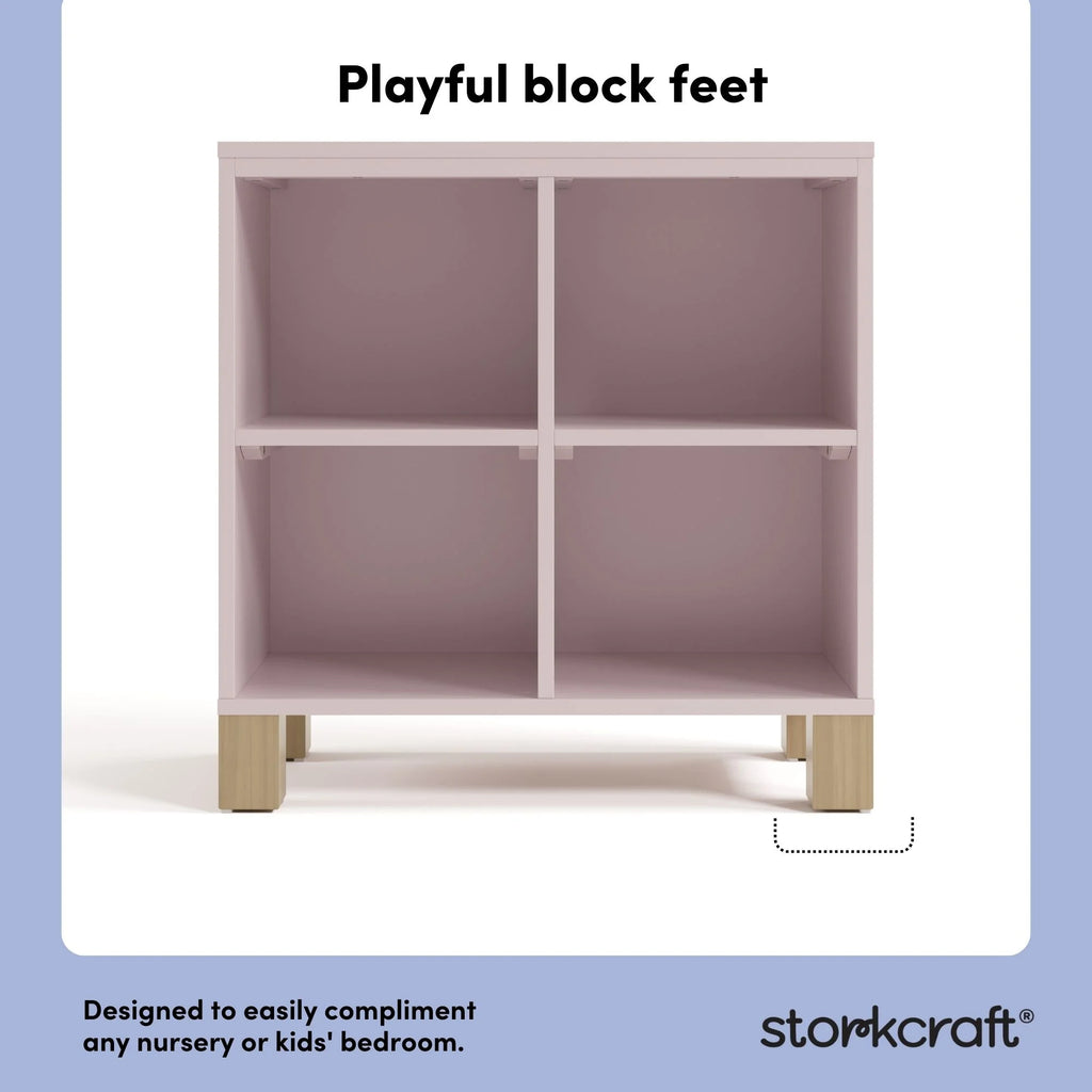 Storkcraft California Cube Organizer Children's Bookcase, Blush with Driftwood