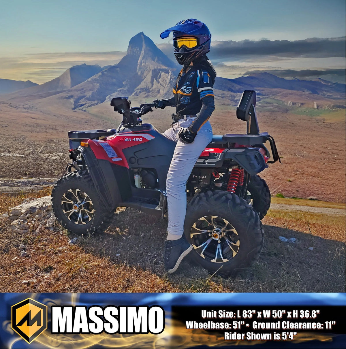 Massimo MSA450F Adult ATV Quad 352cc 25 HP 4 Stroke 4-Wheeler - Sand