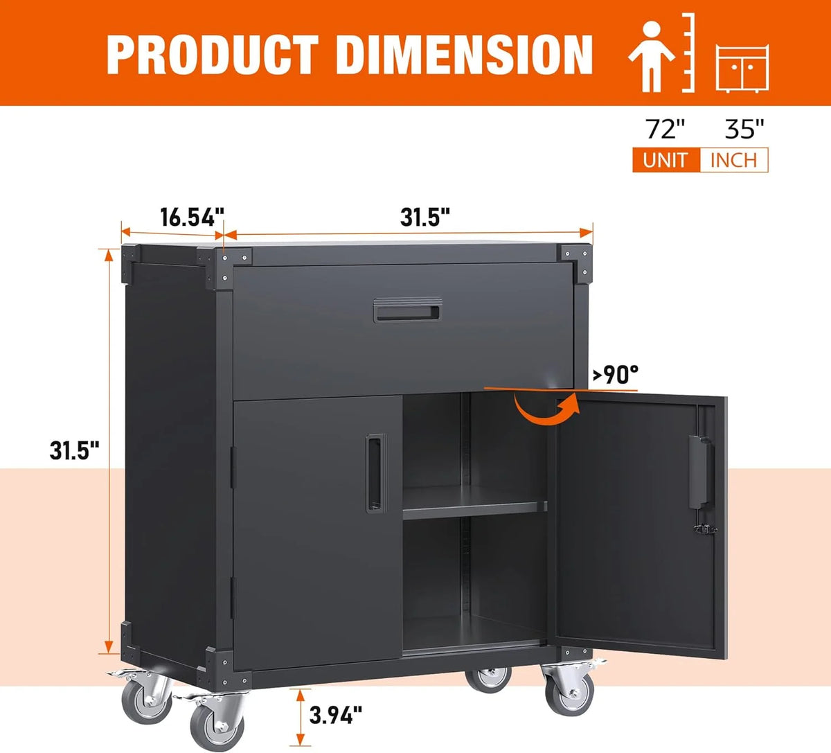 Aobabo Metal Storage Cabinet with Lock,Garage Storage Cabinet with Wheels,72In Steel Storage Cabinet for Garage Home Storage, Black Required-Assembly
