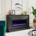 CosmoLiving by Cosmopolitan Rene Electric Fireplace Mantel 65" TV Stand with Multi-Color Flame and Crystal Ember Bed, Black