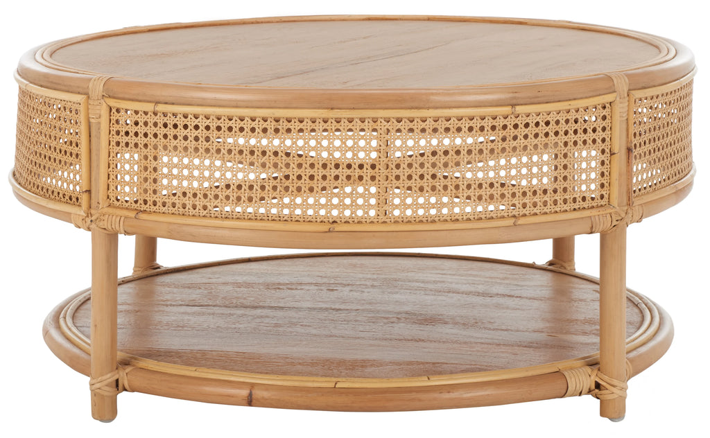 SAFAVIEH Modern Round Rattan Coffee Table, Natural