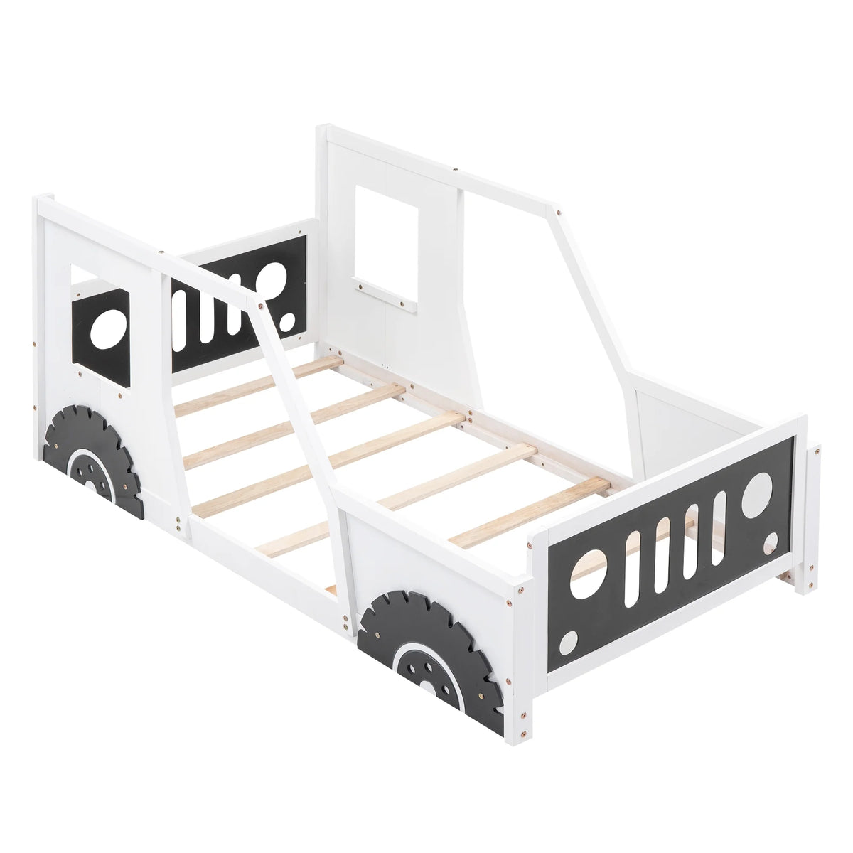 Euroco Car-Shaped Full Size Wood Platform Bed for Kids�� Bedroom, Solid Car Bed for Kids Gift, Low Profile, Blue