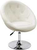 Duhome Modern Vanity Make-up Accent Chair PU Leather Desk Chair Round Swivel Tufted Adjustable Lounge Chair for Bedroom White