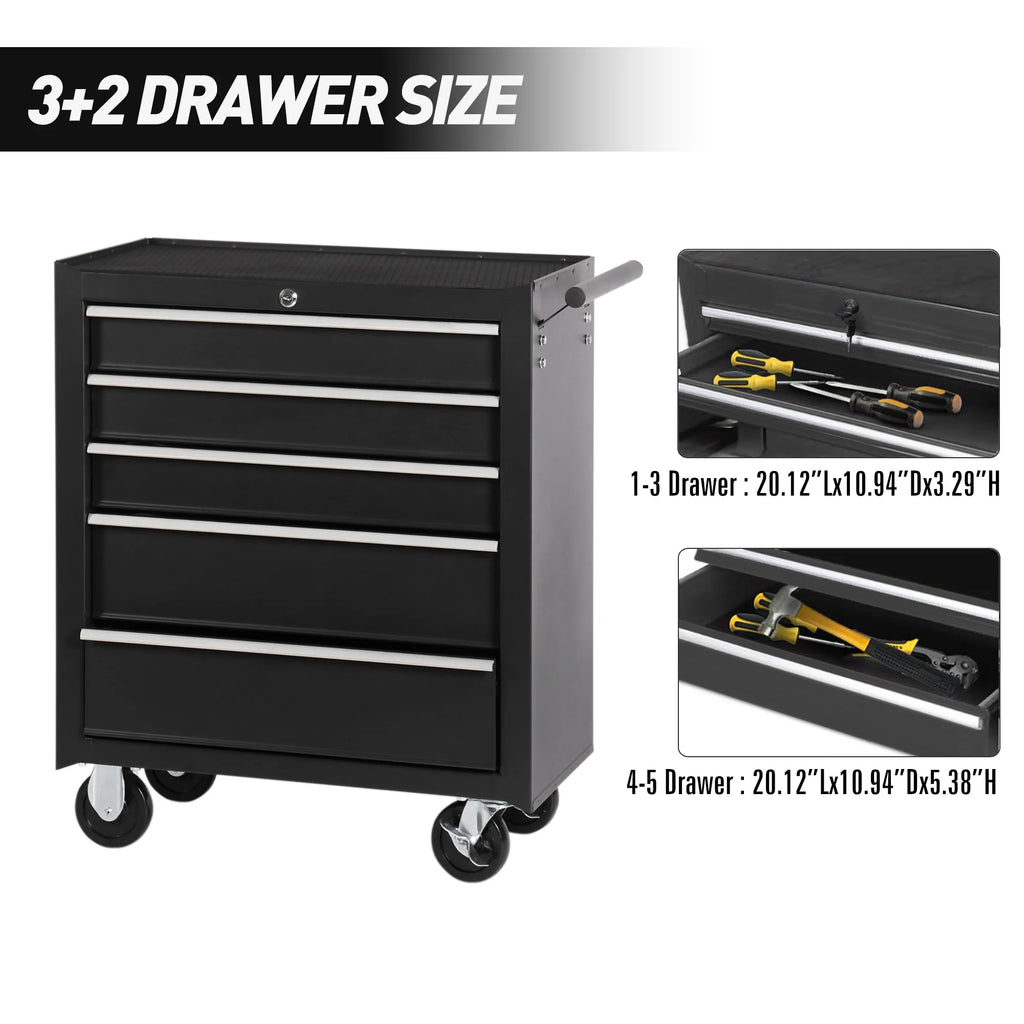 Seizeen Rolling Tool Chest on Wheels, Metal Tool Cart Toolbox Storage Cabinet Organizer W/ 7 Drawers, Red