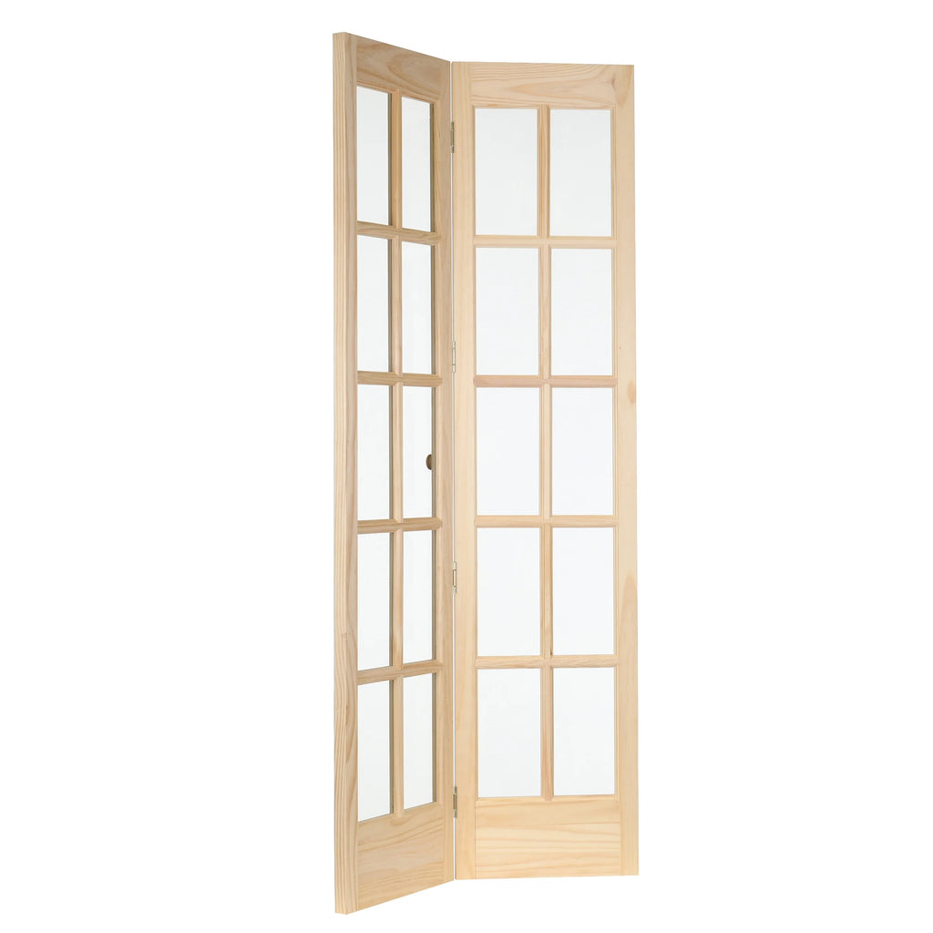 AWC Traditional Divided Glass Bifold Door fits 24"w x 80"h Unfinished Pine