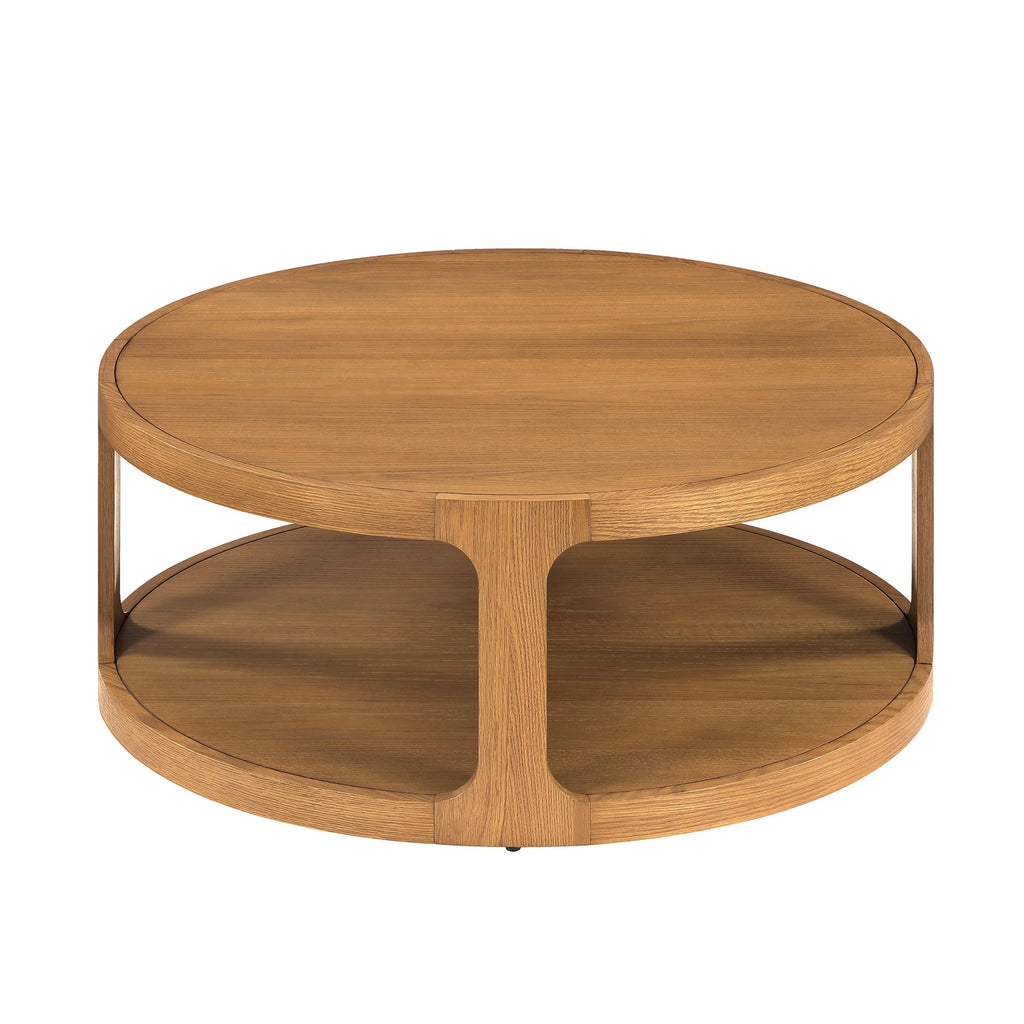 My Texas House Haven Round Coffee Table with Warm Brown Finish