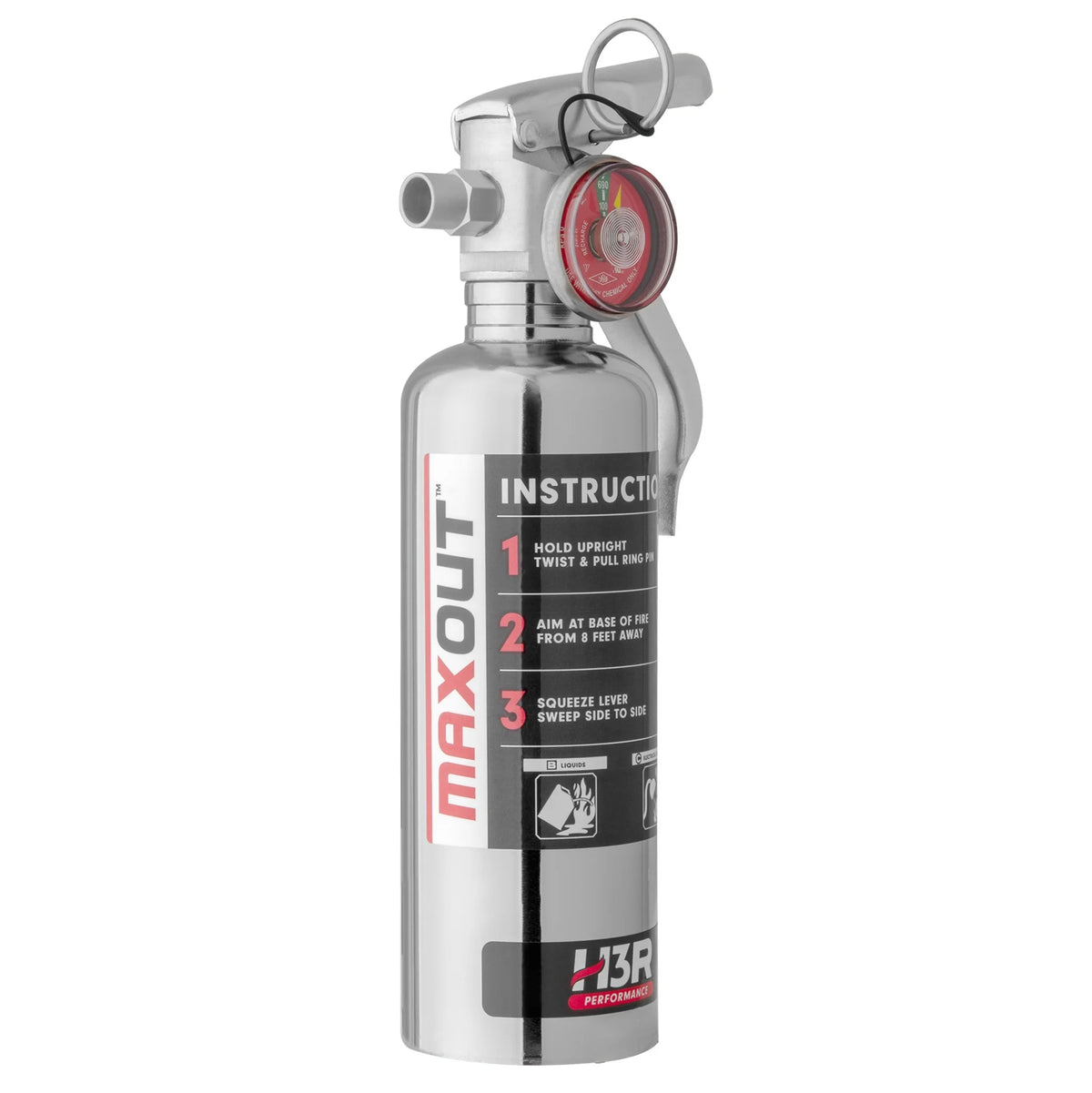 H3R Performance MaxOut Dry Chemical Car Fire Extinguisher - 1.0 lb. Chrome